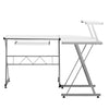 Artiss Corner Metal Pull Out Table Desk - White Deals499