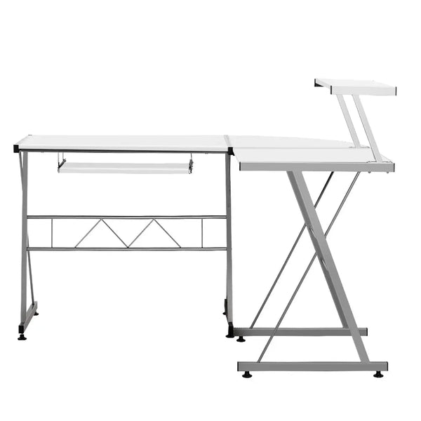Artiss Corner Metal Pull Out Table Desk - White Deals499