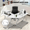 Artiss Corner Metal Pull Out Table Desk - White Deals499