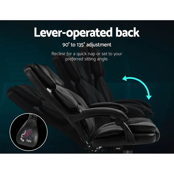 Artiss Executive Office Chair Leather Gaming Computer Desk Chairs Recliner Black Deals499