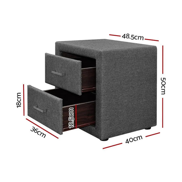 Artiss Fabric Bedside Table - Grey Deals499