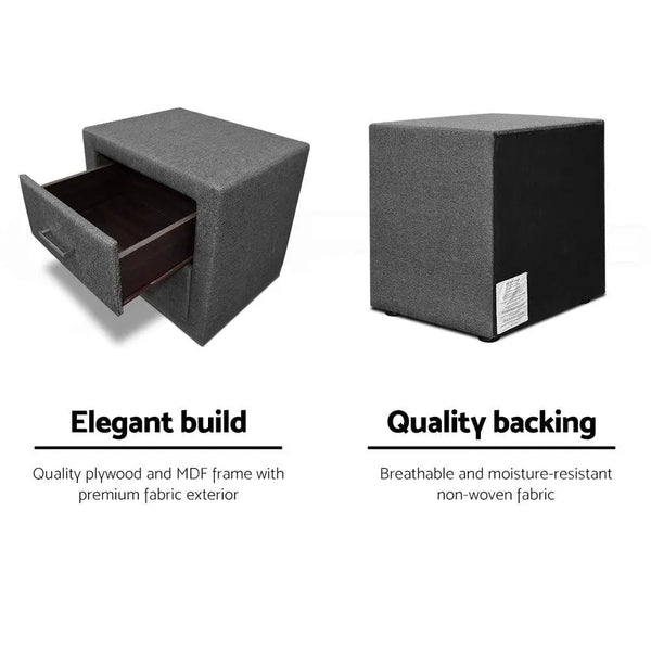 Artiss Fabric Bedside Table - Grey Deals499