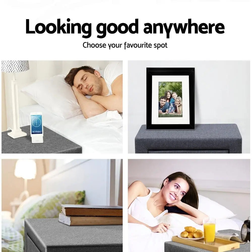 Artiss Fabric Bedside Table - Grey Deals499