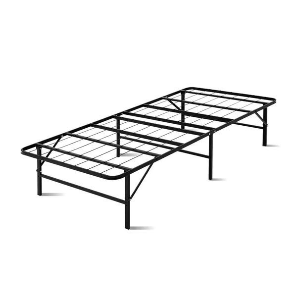 Artiss Folding Bed Frame Single Metal Bed Base Portable Black Deals499