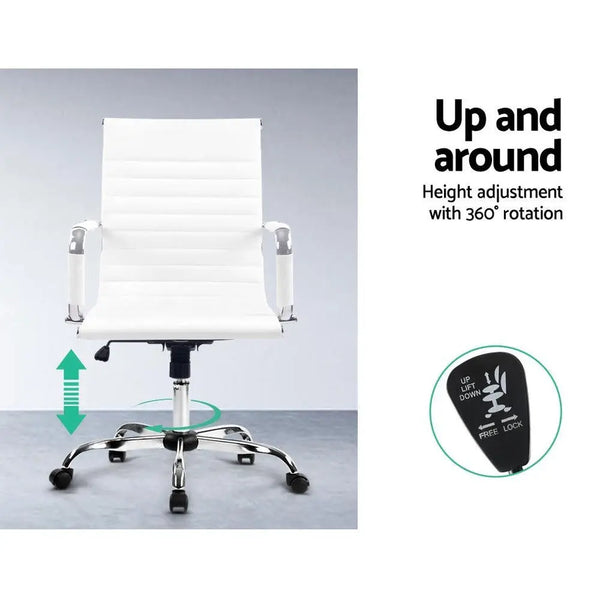 Artiss Gaming Office Chair Computer Desk Chairs Home Work Study White Mid Back Deals499