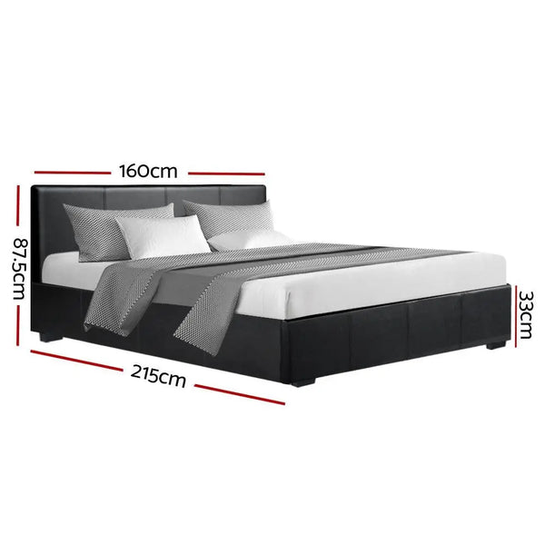 Artiss Nino Bed Frame PU Leather - Black Queen Deals499