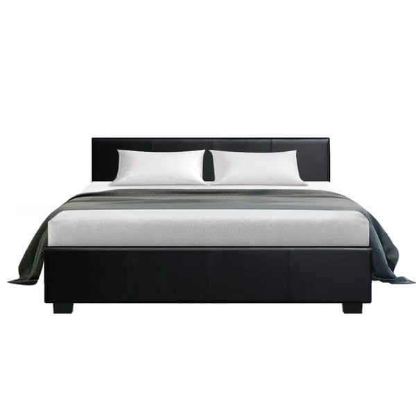 Artiss Nino Bed Frame PU Leather - Black Queen Deals499