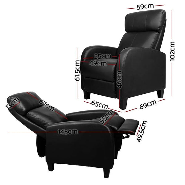 Artiss PU Leather Reclining Armchair - Black Deals499