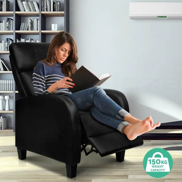 Artiss PU Leather Reclining Armchair - Black Deals499