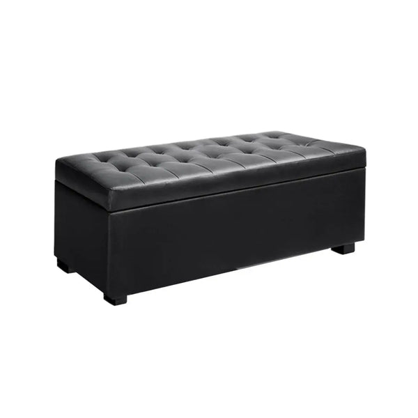 Artiss PU Leather Storage Ottoman - Black Deals499