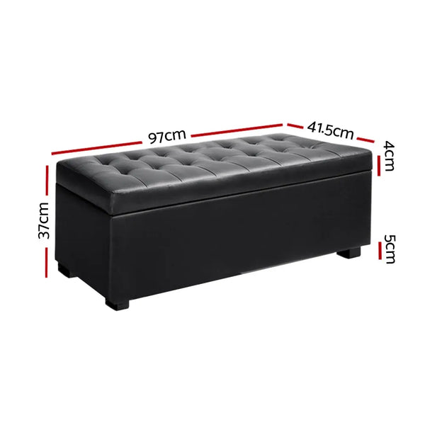Artiss PU Leather Storage Ottoman - Black Deals499