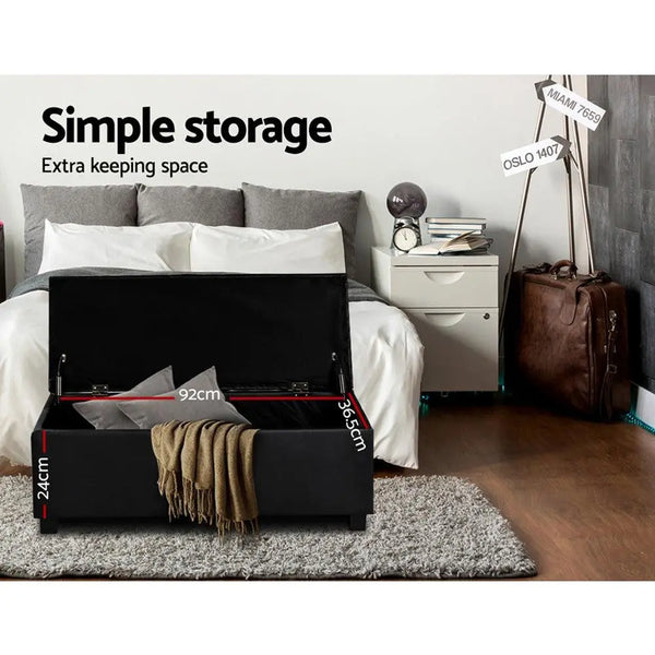Artiss PU Leather Storage Ottoman - Black Deals499