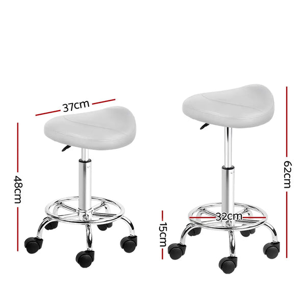 Artiss PU Leather Swivel Saddle Salon Chair - White Deals499