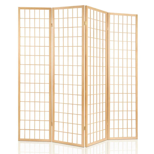 Artiss Room Divider Screen Wood Timber Dividers Fold Stand Wide Beige 4 Panel Deals499