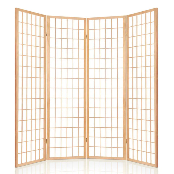 Artiss Room Divider Screen Wood Timber Dividers Fold Stand Wide Beige 4 Panel Deals499