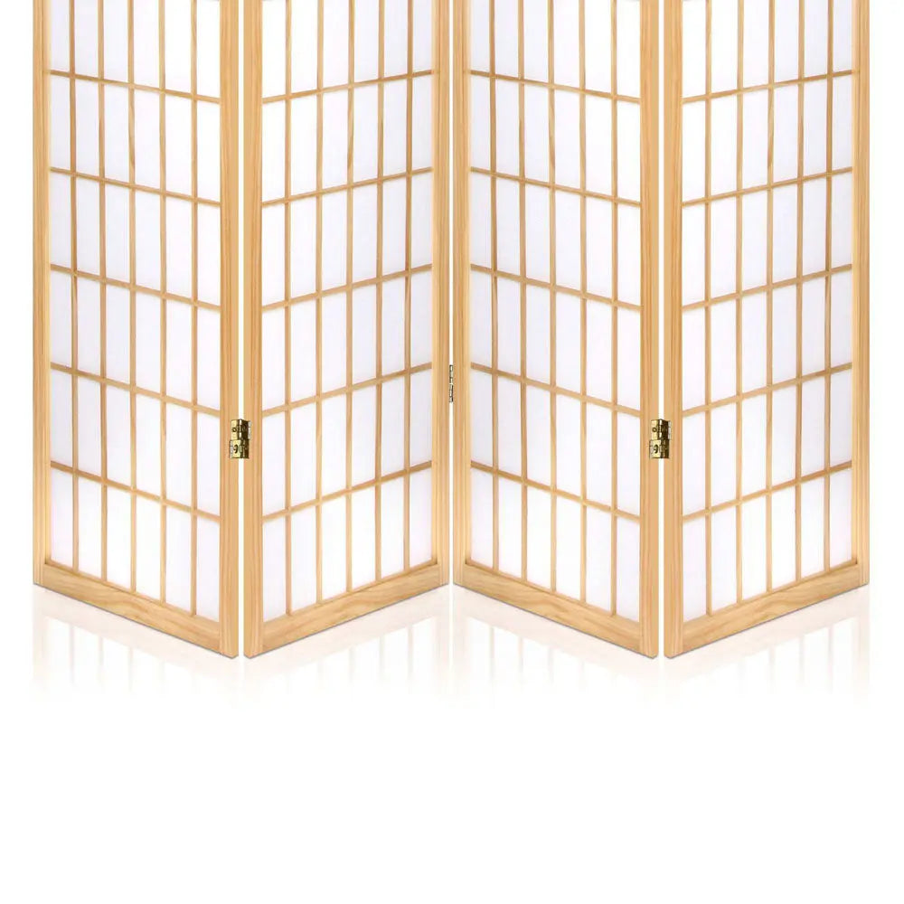 Artiss Room Divider Screen Wood Timber Dividers Fold Stand Wide Beige 4 Panel Deals499