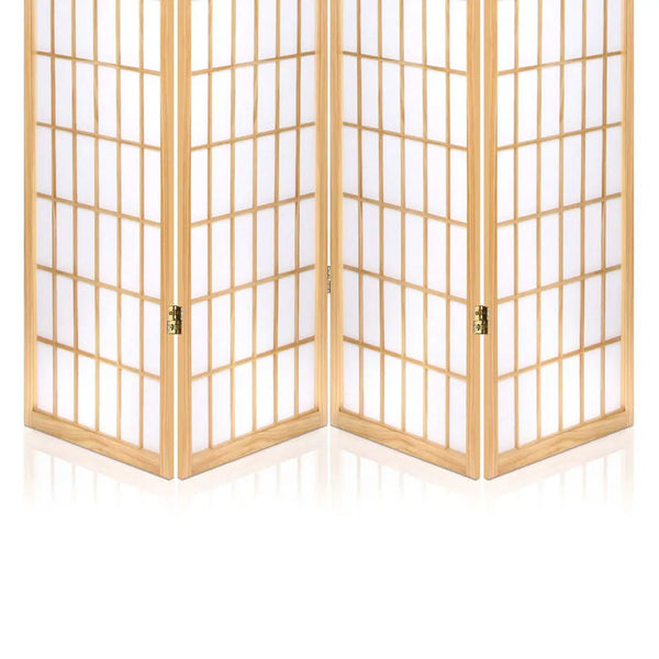 Artiss Room Divider Screen Wood Timber Dividers Fold Stand Wide Beige 4 Panel Deals499