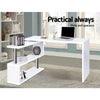Artiss Rotary Corner Desk with Bookshelf - White Deals499