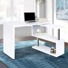 Artiss Rotary Corner Desk with Bookshelf - White Deals499