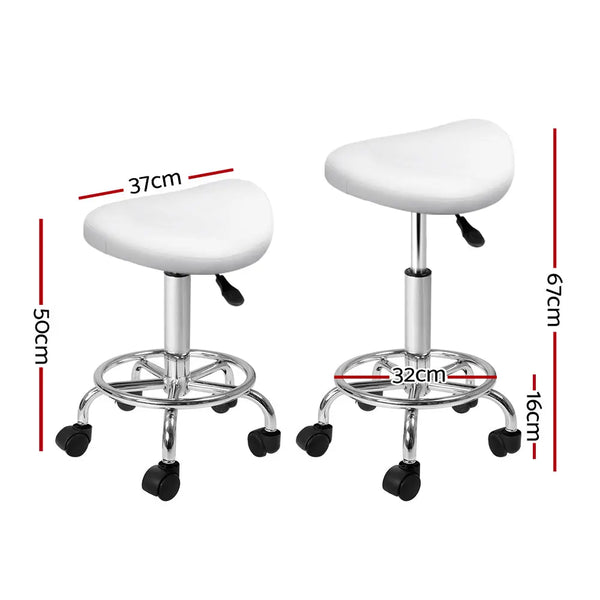 Artiss Saddle Salon Stool White PU Swivel Barber Hair Dress Chair Hydraulic Lift Deals499