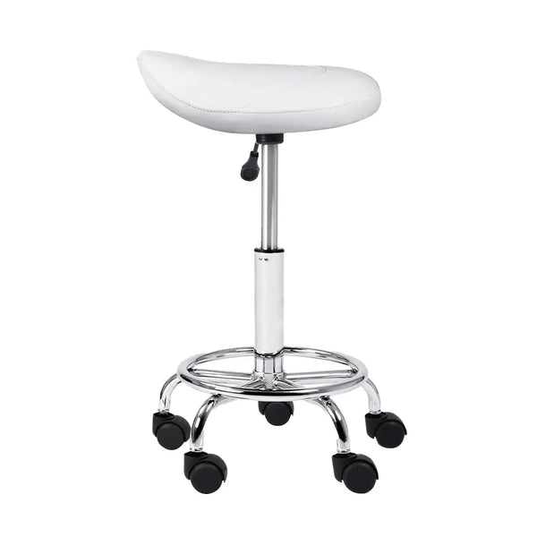 Artiss Saddle Salon Stool White PU Swivel Barber Hair Dress Chair Hydraulic Lift Deals499