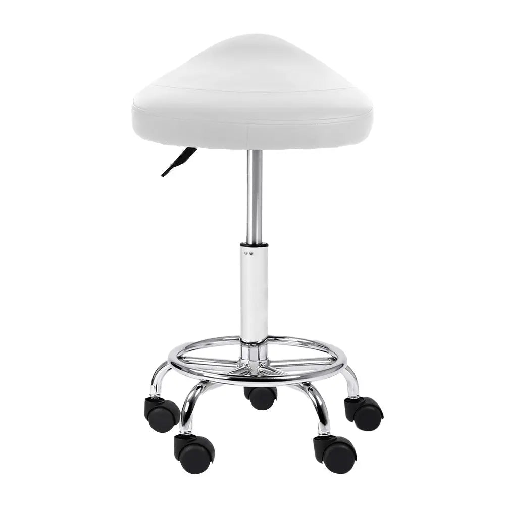 Artiss Saddle Salon Stool White PU Swivel Barber Hair Dress Chair Hydraulic Lift Deals499