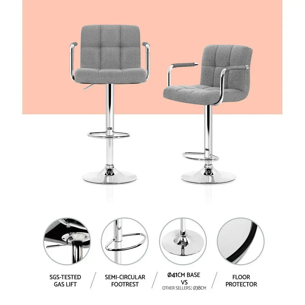 Artiss Set of 2 Bar Stools Gas lift Swivel - Steel and Grey Deals499