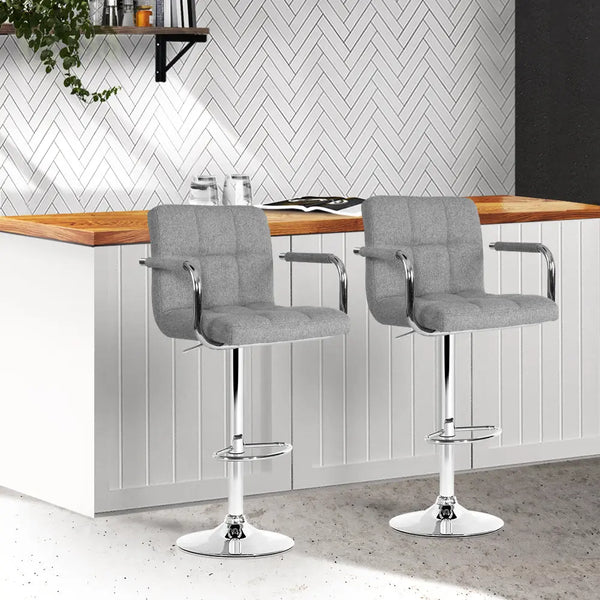 Artiss Set of 2 Bar Stools Gas lift Swivel - Steel and Grey Deals499
