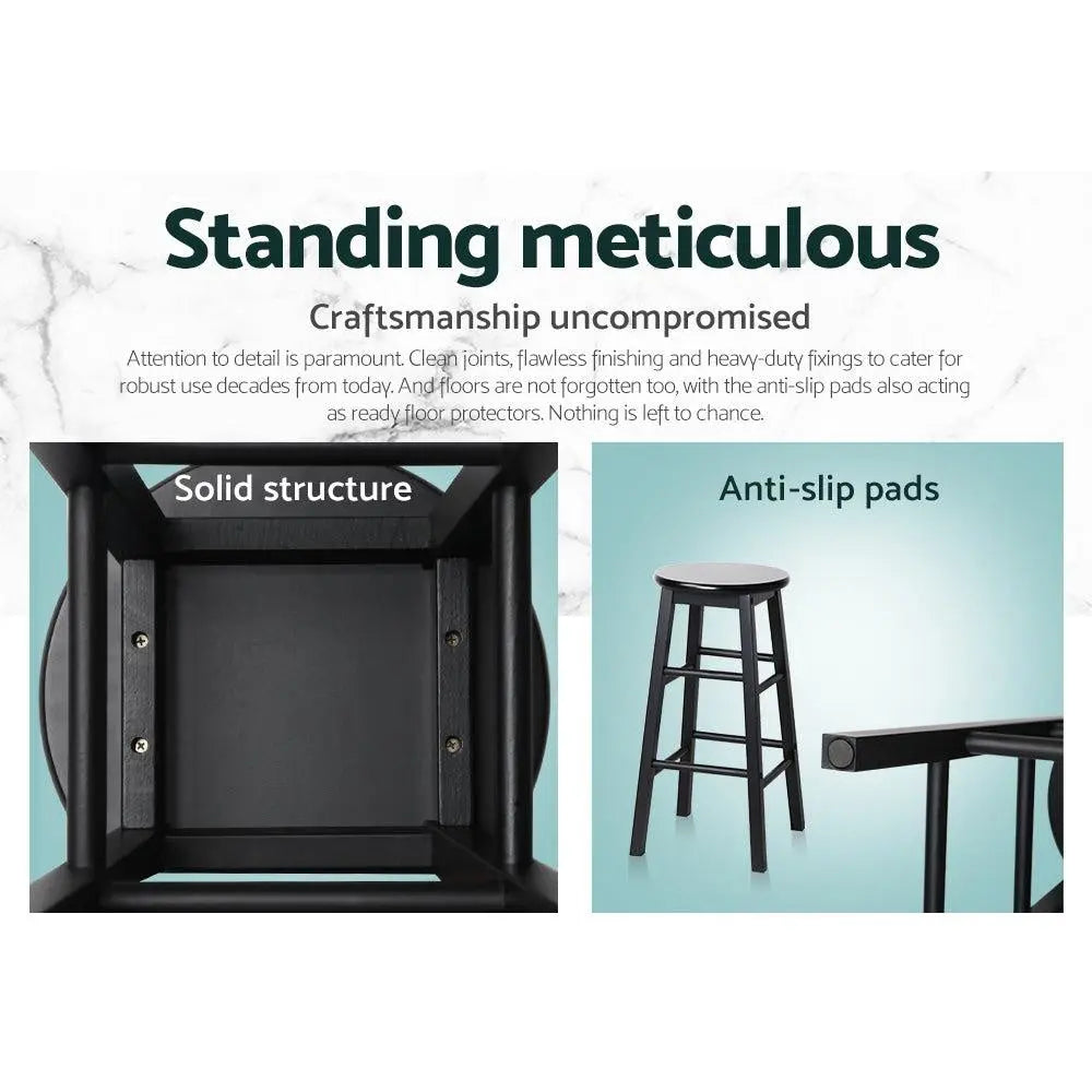 Artiss Set of 2 Beech Wood Backless Bar Stools - Black Deals499