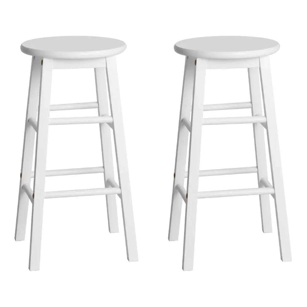 Artiss Set of 2 Beech Wood Backless Bar Stools - White Deals499