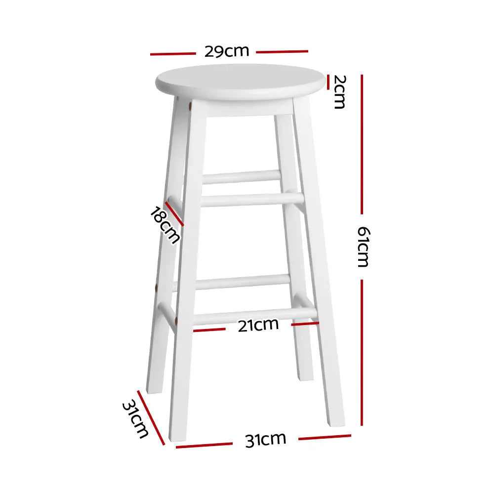 Artiss Set of 2 Beech Wood Backless Bar Stools - White Deals499