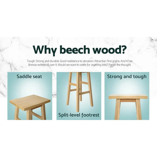 Artiss Set of 2 Beech Wood Bar Stools - Natural Deals499