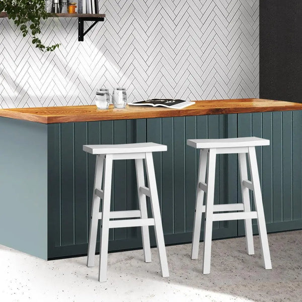 Artiss Set of 2 Beech Wood Bar Stools - White Deals499