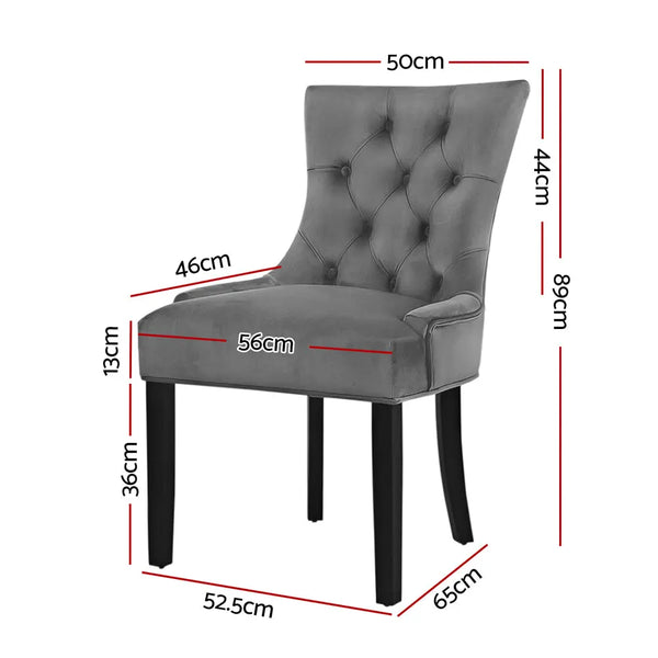 Artiss Set of 2 Dining Chairs French Provincial Retro Chair Wooden Velvet Fabric Grey Deals499