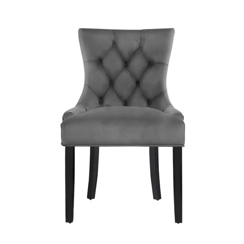Artiss Set of 2 Dining Chairs French Provincial Retro Chair Wooden Velvet Fabric Grey Deals499