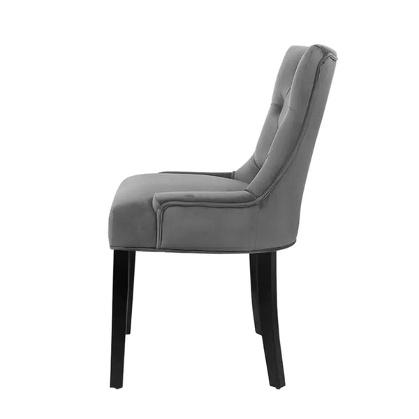 Artiss Set of 2 Dining Chairs French Provincial Retro Chair Wooden Velvet Fabric Grey Deals499