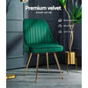 Artiss Set of 2 Dining Chairs Retro Chair Cafe Kitchen Modern Metal Legs Velvet Green Deals499
