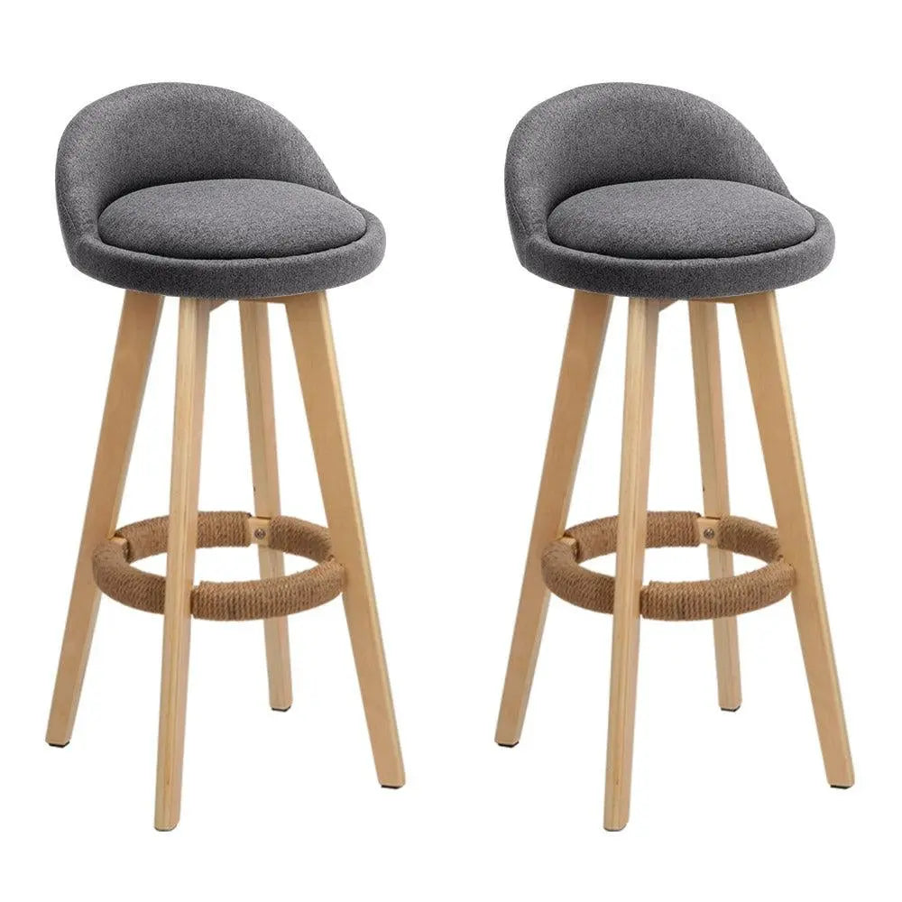 Artiss Set of 2 Fabric Backrest Bar Stools - Grey Deals499