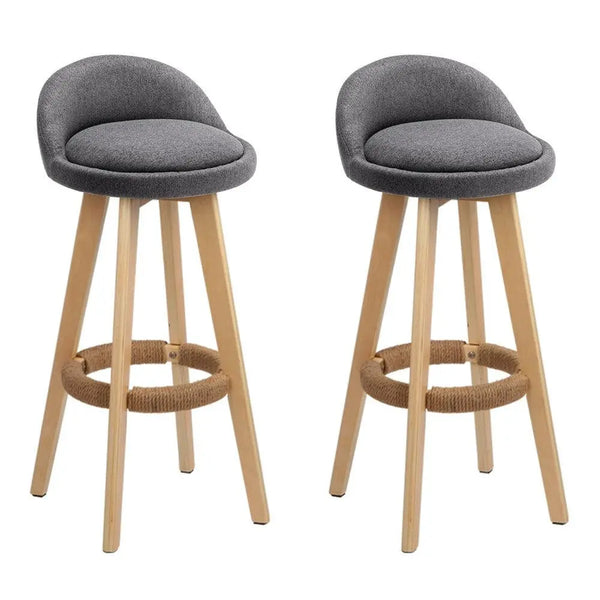 Artiss Set of 2 Fabric Backrest Bar Stools - Grey Deals499