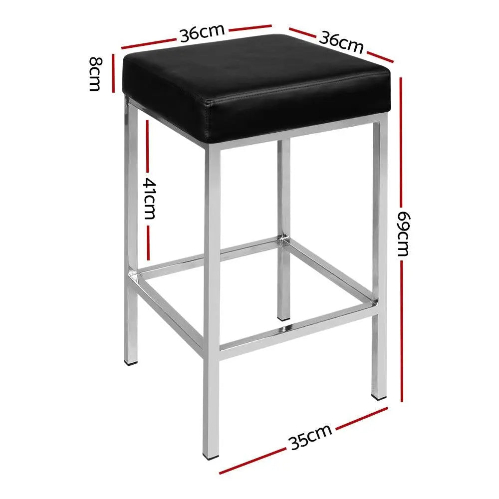 Artiss Set of 2 PU Leather Backless Bar Stools - Black and Chrome Deals499