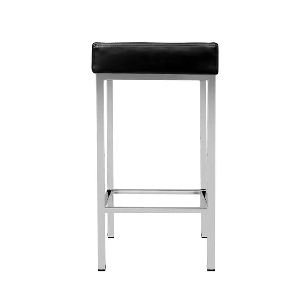Artiss Set of 2 PU Leather Backless Bar Stools - Black and Chrome Deals499