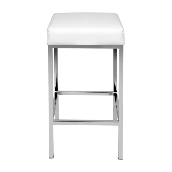 Artiss Set of 2 PU Leather Backless Bar Stools - White and Chrome Deals499
