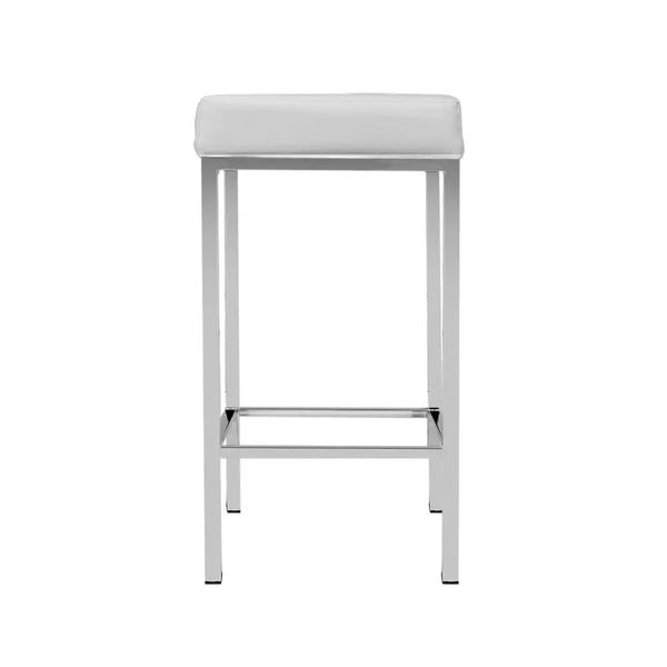 Artiss Set of 2 PU Leather Backless Bar Stools - White and Chrome Deals499