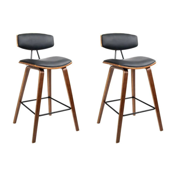 Artiss Set of 2 PU Leather Circular Footrest Bar Stools - Black Deals499