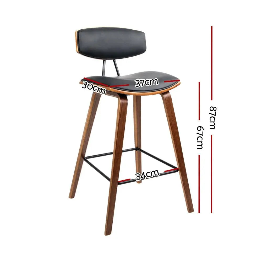 Artiss Set of 2 PU Leather Circular Footrest Bar Stools - Black Deals499