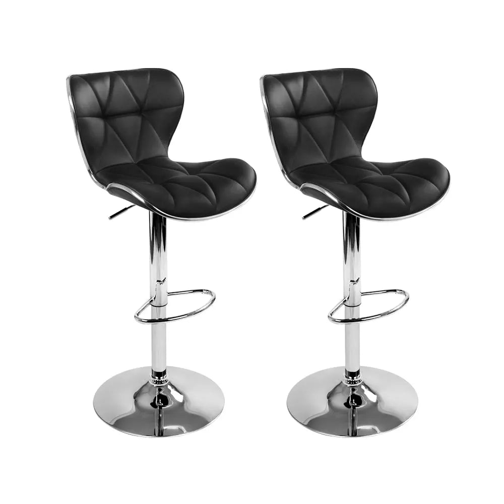 Artiss Set of 2 PU Leather Patterned Bar Stools - Black and Chrome Deals499