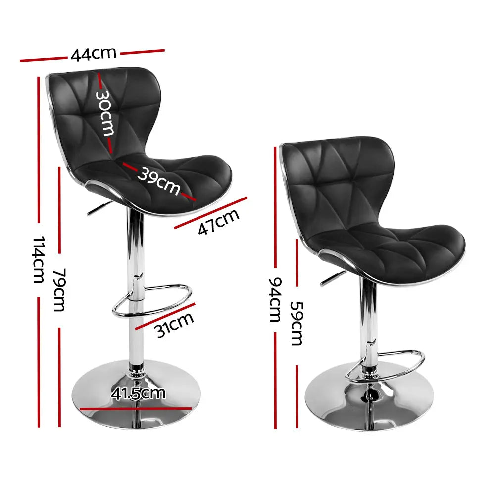 Artiss Set of 2 PU Leather Patterned Bar Stools - Black and Chrome Deals499