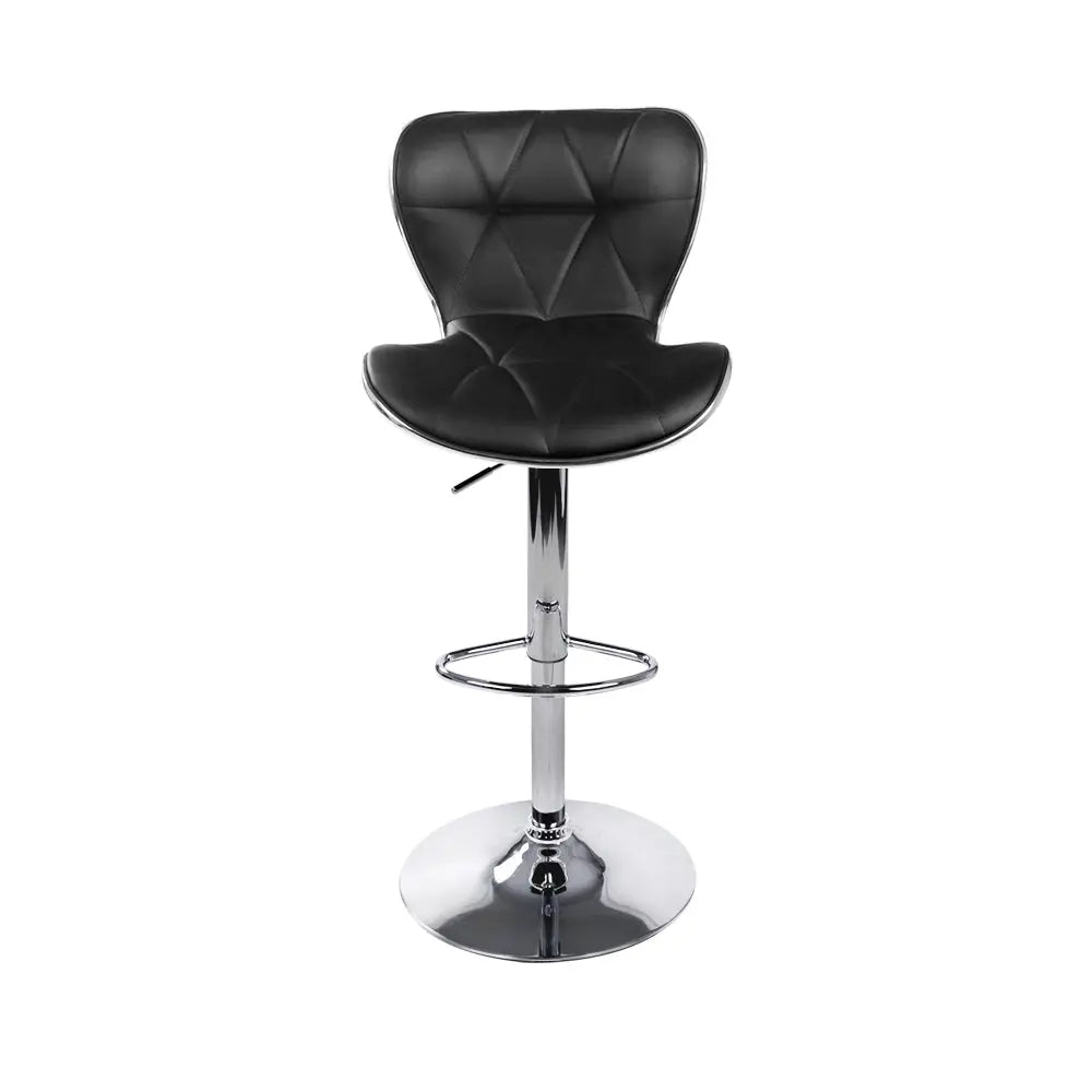Artiss Set of 2 PU Leather Patterned Bar Stools - Black and Chrome Deals499