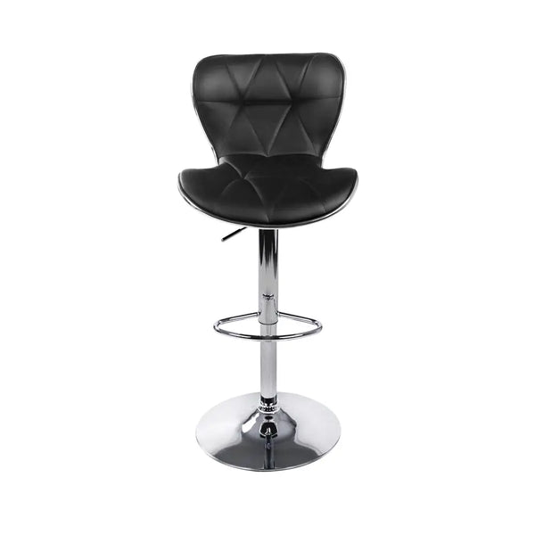 Artiss Set of 2 PU Leather Patterned Bar Stools - Black and Chrome Deals499