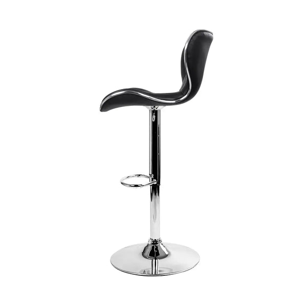 Artiss Set of 2 PU Leather Patterned Bar Stools - Black and Chrome Deals499